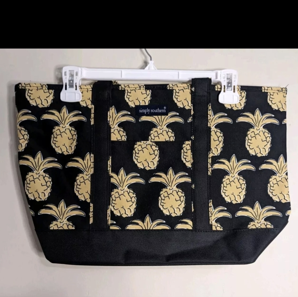 Simply Southern Golden Pineapple Shoulder Black Bag
